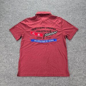 North Virginia Corvette Polo Shirt‎ Mens Medium Red Maroon Embroidered